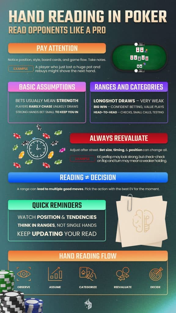 Hand reading in poker infographic how to read hands in poker infographic