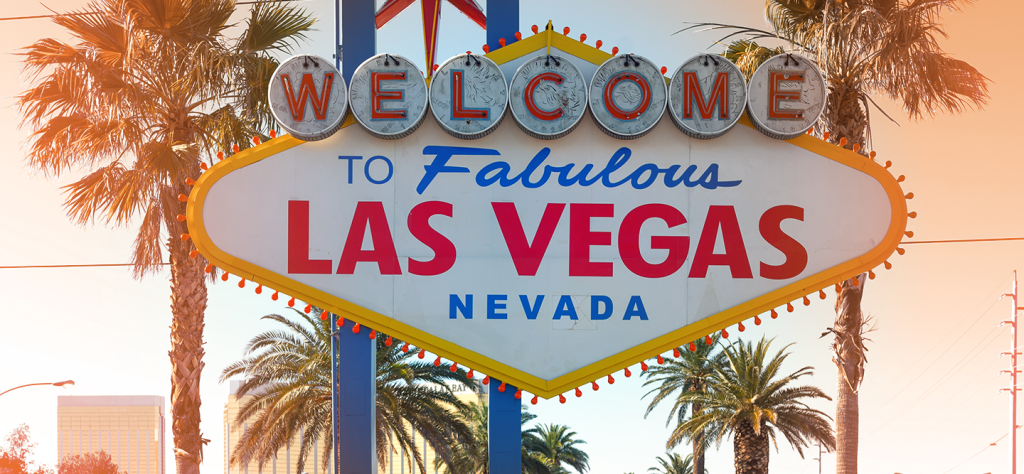 A welcome to Las Vegas sign.
