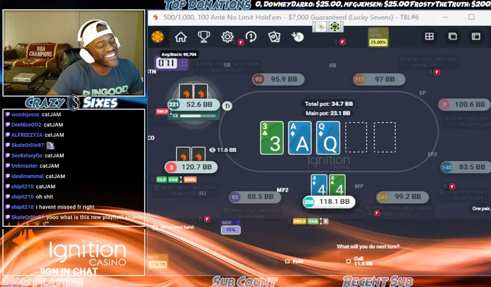 Crazy Sixes livestream screenshot