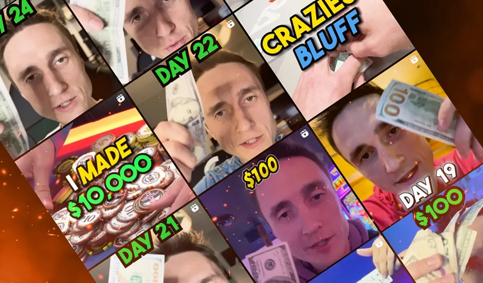 Casino King's social media feed showcases his poker journey with daily updates, big wins, and strategic bluffs
