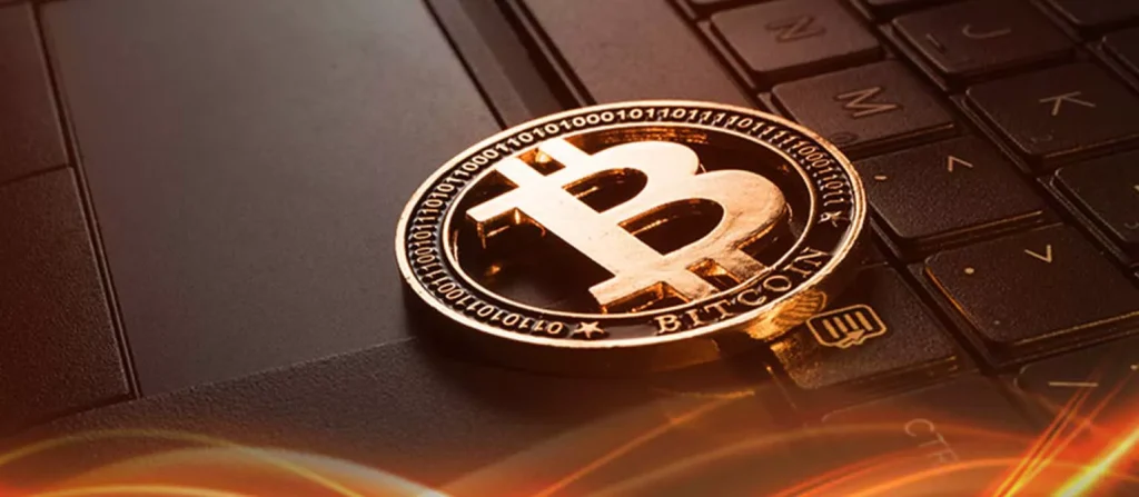 bitcoin on laptop